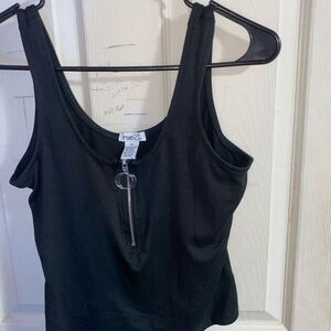 Black tank top with zipper.